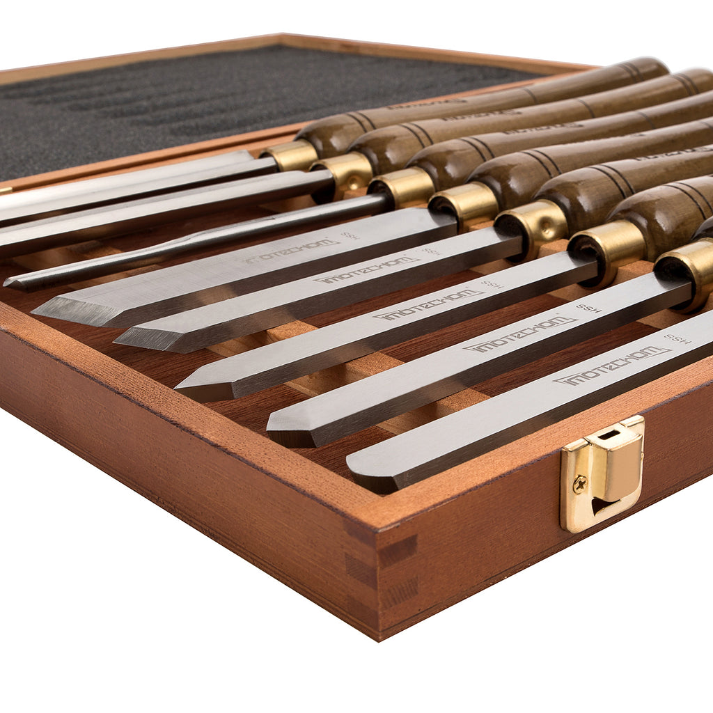 IMOTECHOM 8-Pieces HSS Wood Turning Tools Lathe Chisel Set with Wooden Box