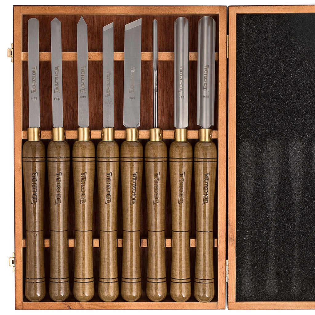 IMOTECHOM 8-Pieces HSS Wood Turning Tools Lathe Chisel Set with Wooden Box