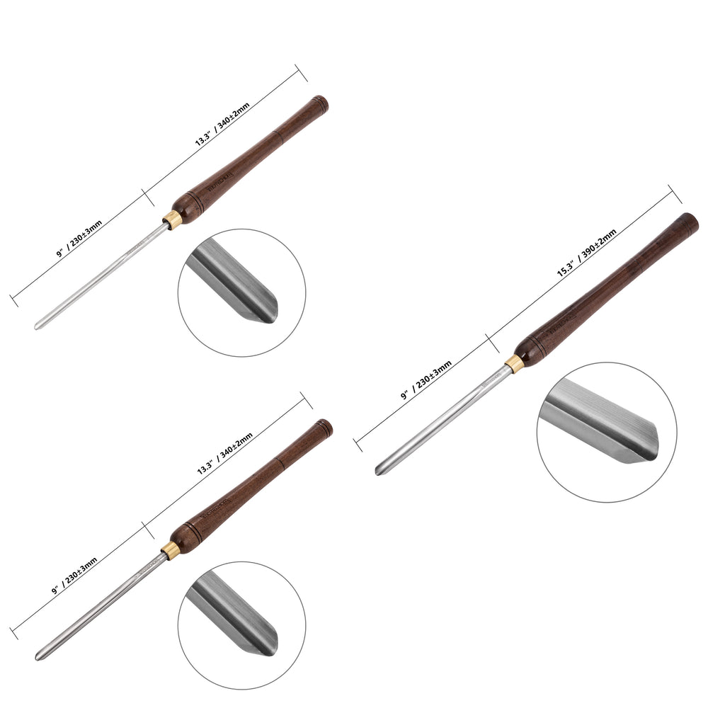 IMOTECHOM 3-Pieces HSS Bowl Gough Lathe Chisel Set Wood Turning Tools with Wooden Box, 1/4-Inches, 3/8-Inches and 1/2-Inches