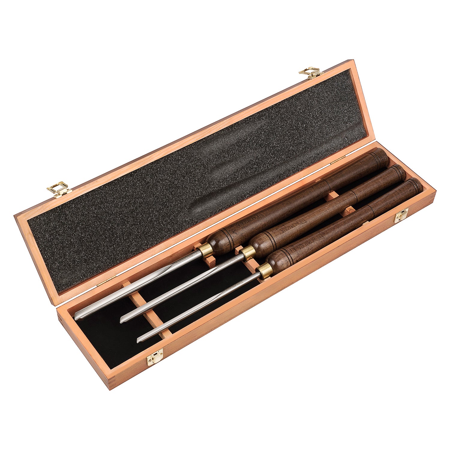 IMOTECHOM 3-Pieces HSS Bowl Gough Lathe Chisel Set Wood Turning Tools with Wooden Box, 1/4-Inches, 3/8-Inches and 1/2-Inches