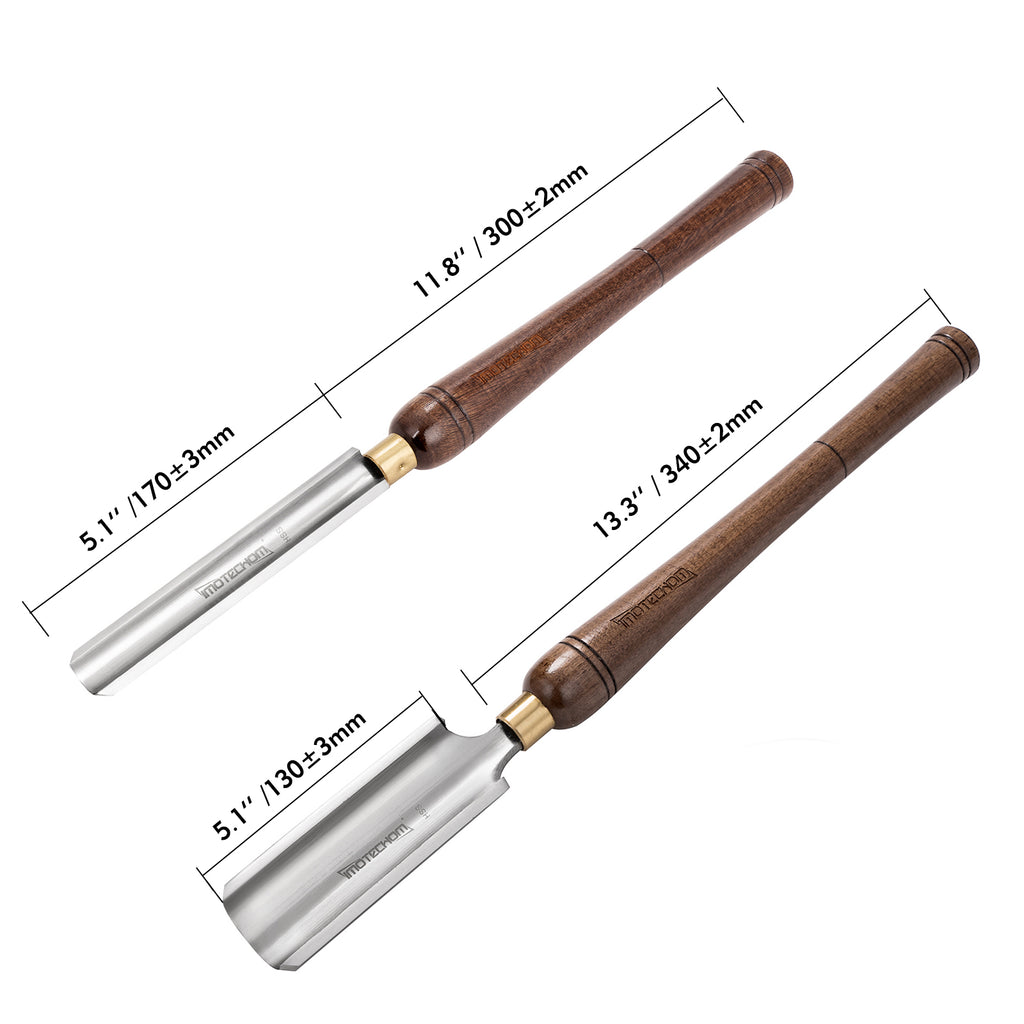 IMOTECHOM 2-Pieces HSS Roughing Gouge Lathe Chisel Set Wood Turning Tools with Wooden Box, 1-Inches and 2-Inches