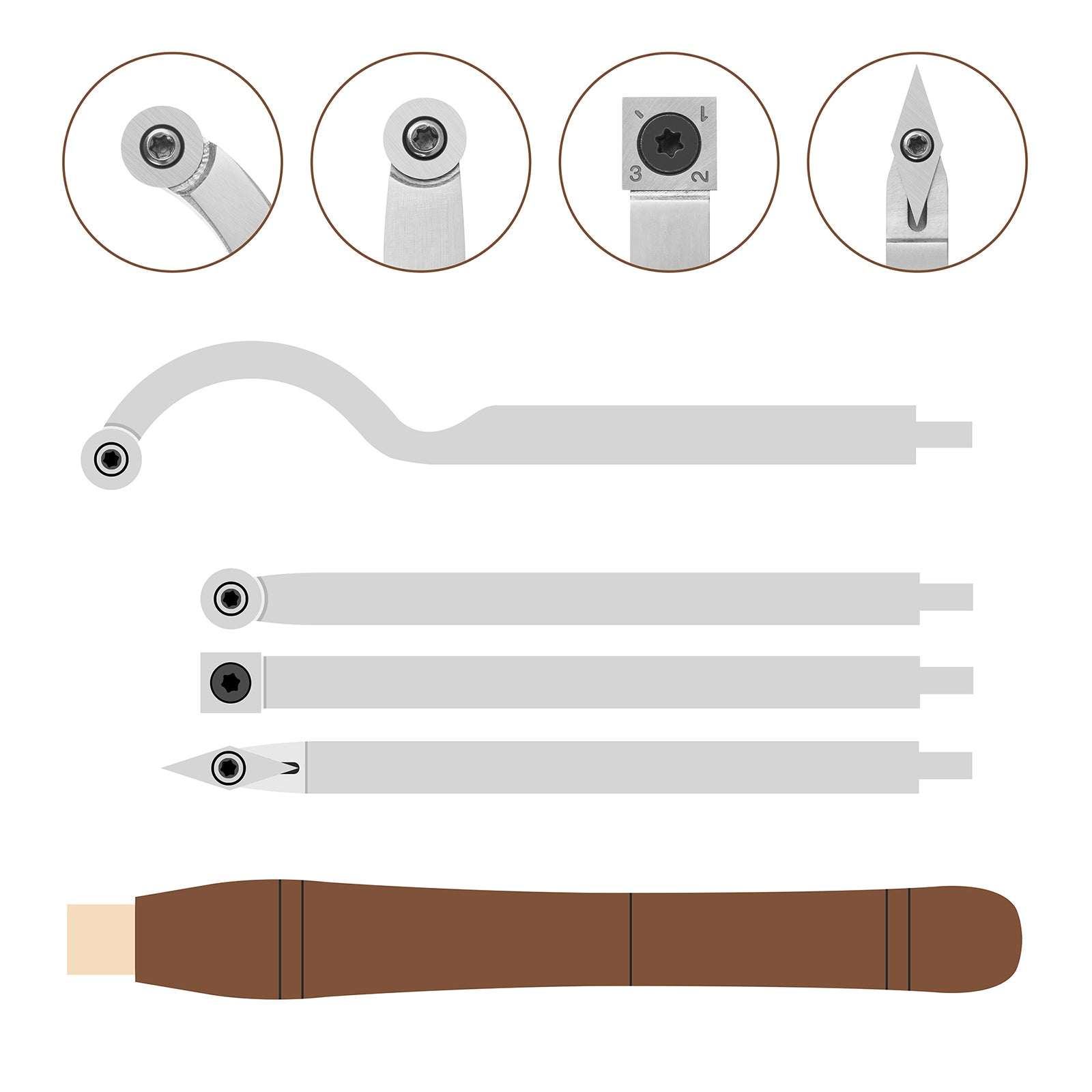 IMOTECHOM 4-Pieces Carbide Tipped Woodturning Tools Lathe Chisel Set with Stainless Steel Blade, Wooden Box