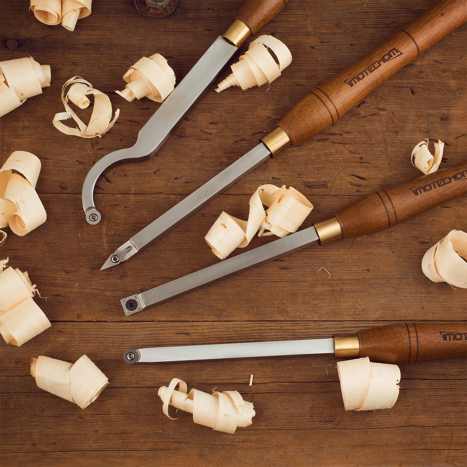 IMOTECHOM 4-Pieces Carbide Tipped Woodturning Tools Lathe Chisel Set with Stainless Steel Blade, Wooden Box