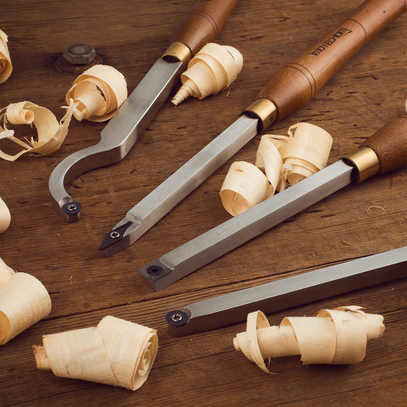 IMOTECHOM 4-Pieces Carbide Tipped Woodturning Tools Lathe Chisel Set with Stainless Steel Blade, Wooden Box