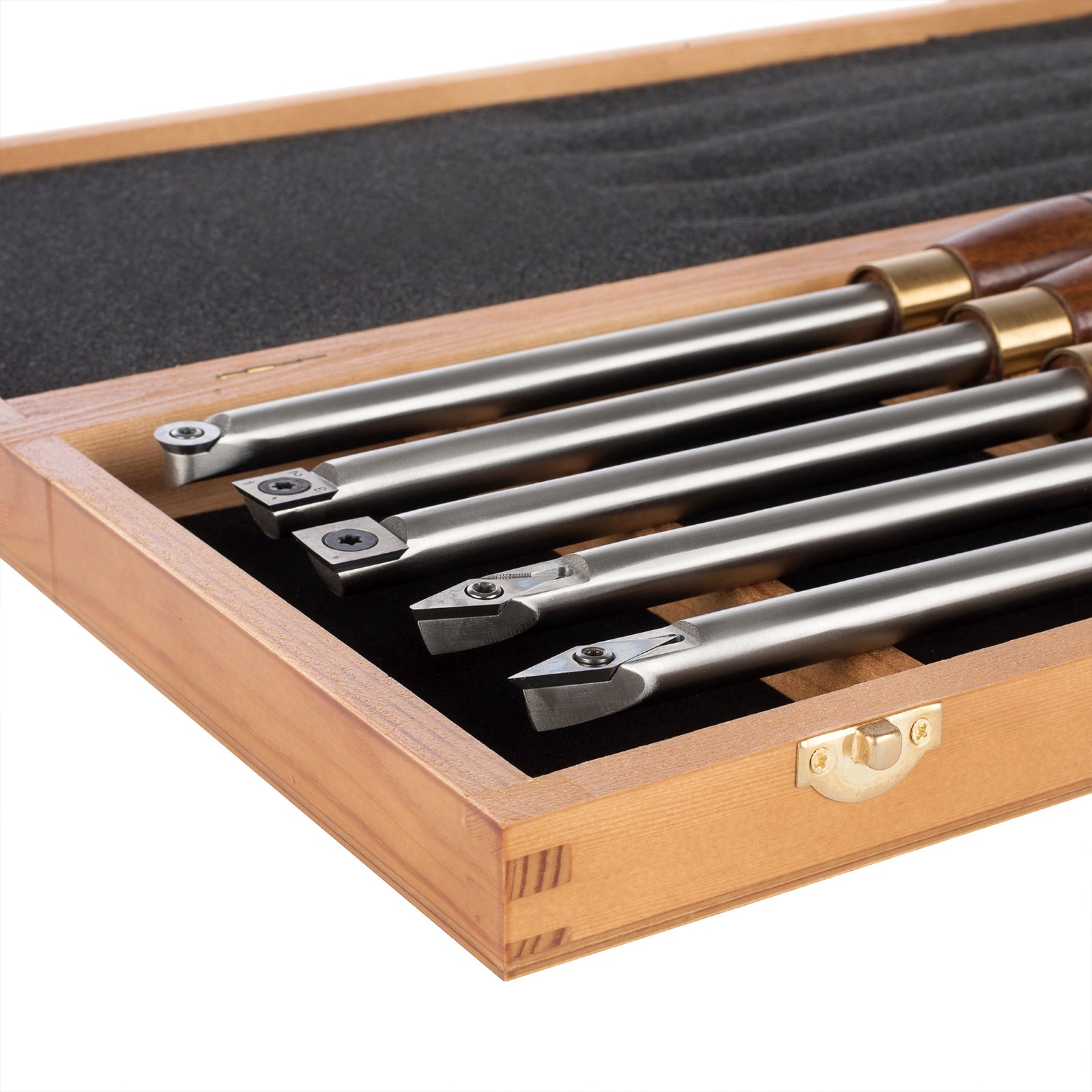 IMOTECHOM 5-Pieces Carbide Tipped Woodturning Tools Lathe Chisel Set with Stainless Steel Blade, Wooden Box