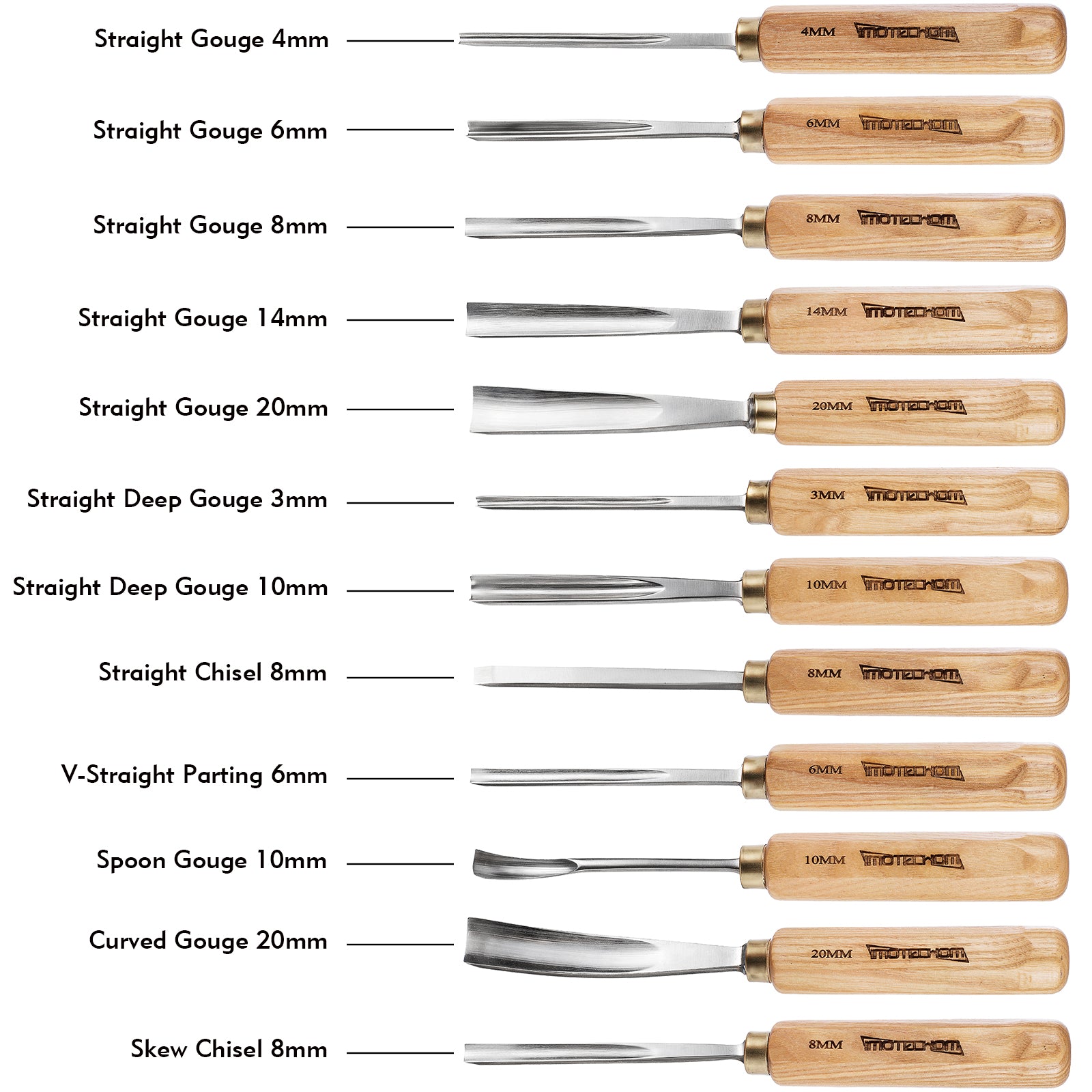 IMOTECHOM 12-Pieces Woodworking Wood Carving Tools Chisel Set with Canvas Bag, Razor Sharp CR-V 60 Steel Blades