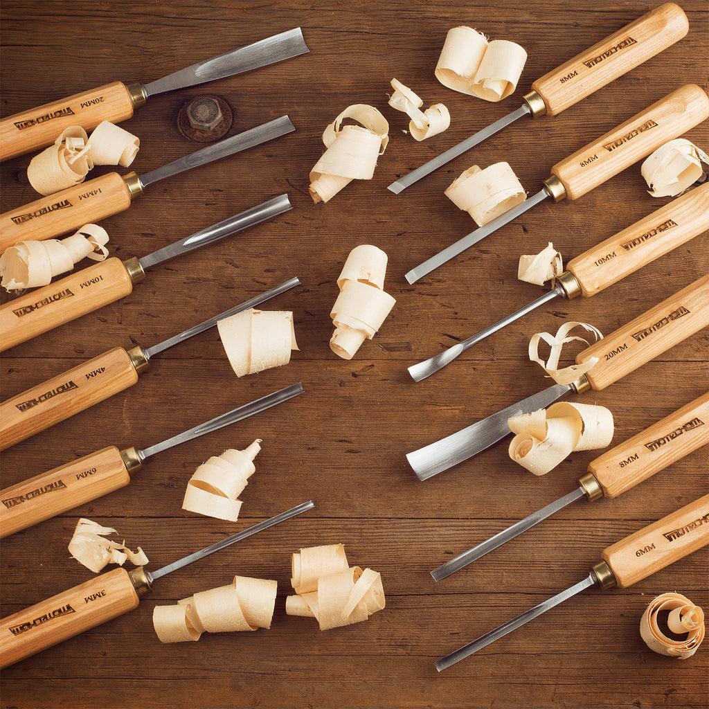 IMOTECHOM 12-Pieces Woodworking Wood Carving Tools Chisel Set with Canvas Bag, Razor Sharp CR-V 60 Steel Blades