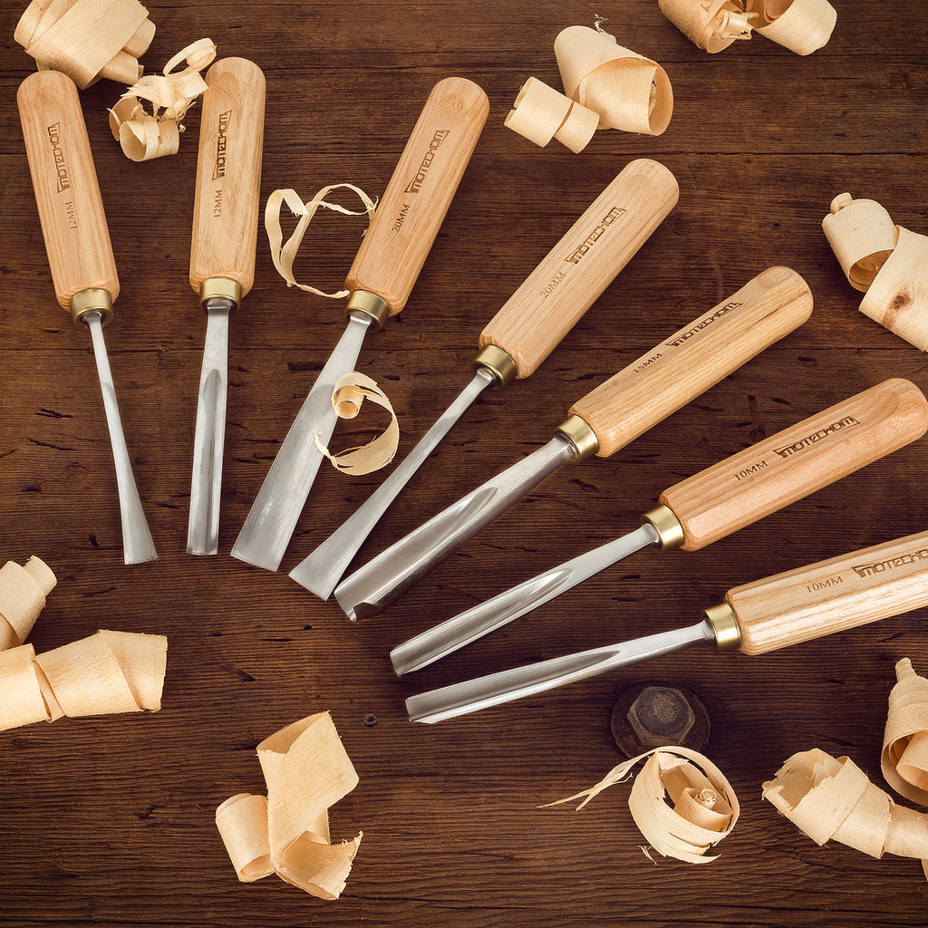 IMOTECHOM 7-Pieces Woodworking Wood Carving Tools Chisel Set with Canvas Bag, Gouges and Carving Chisel Set, Razor Sharp CR-V 60 Steel Blades