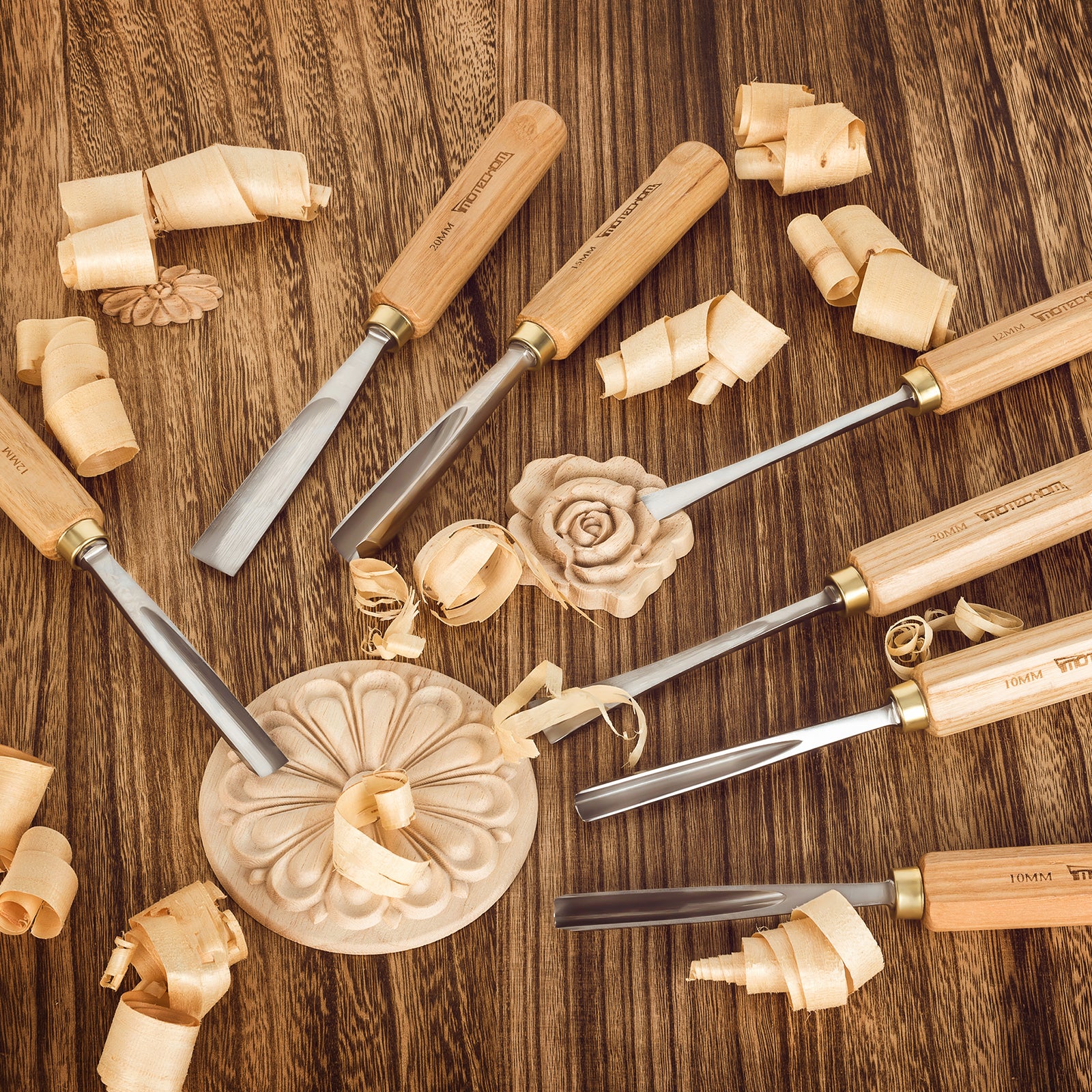 IMOTECHOM 7-Pieces Woodworking Wood Carving Tools Chisel Set with Canvas Bag, Gouges and Carving Chisel Set, Razor Sharp CR-V 60 Steel Blades