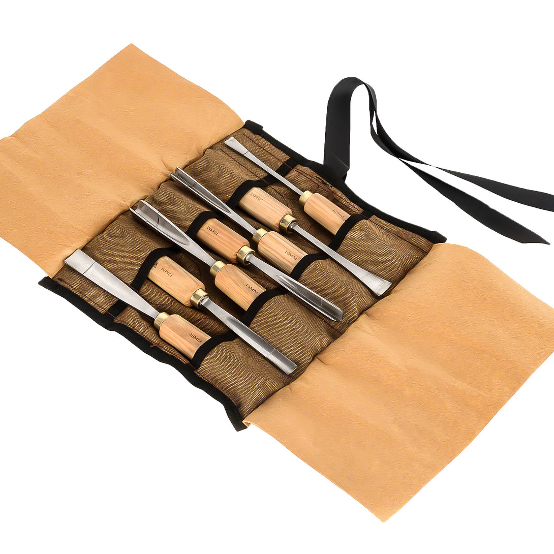 IMOTECHOM 7-Pieces Woodworking Wood Carving Tools Chisel Set with Canv