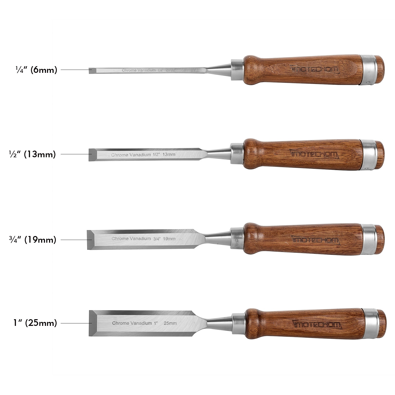 IMOTECHOM 4-Pieces Woodworking Wood Chisel Set with Canvas Bag, Razor Sharp CR-V 60 Steel Blades